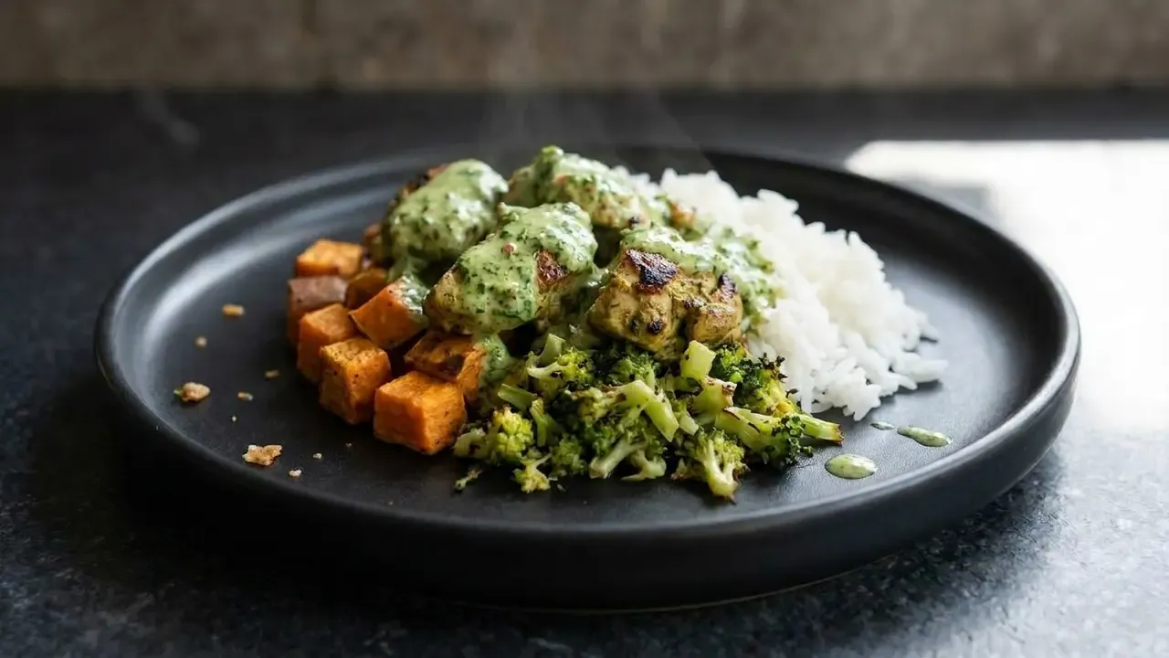 Cremige Koriander-Limetten-Hähnchen-Bowls