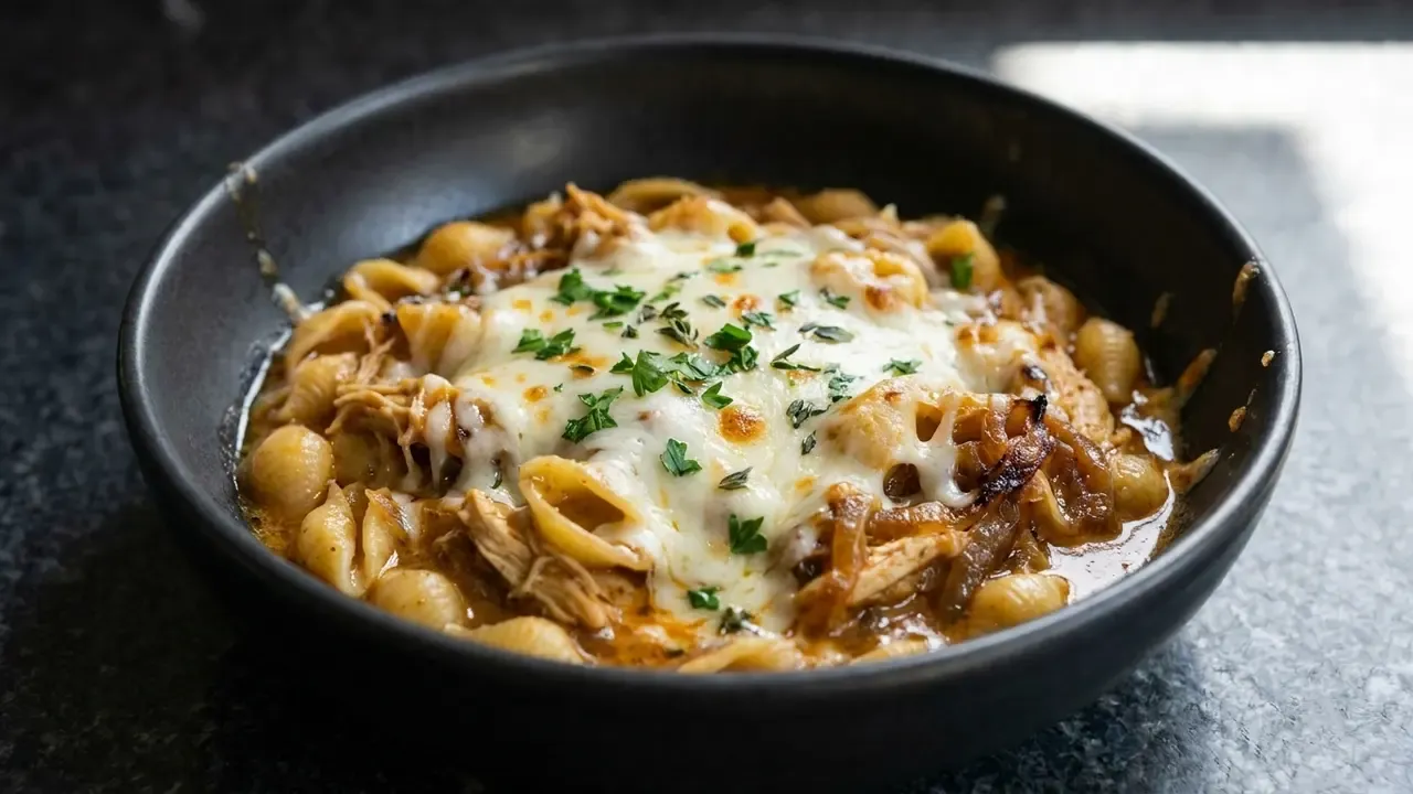 High Protein Caramelised Onion Pasta