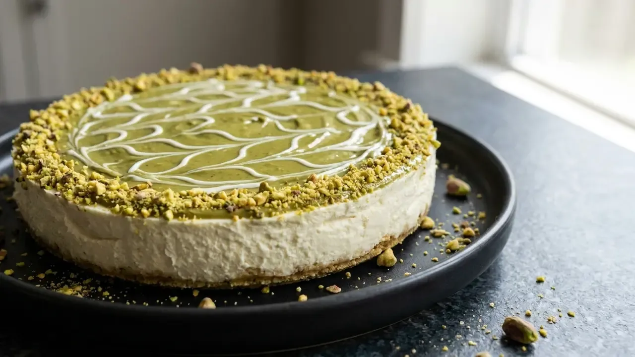 High Protein Pistazien-Cheesecake