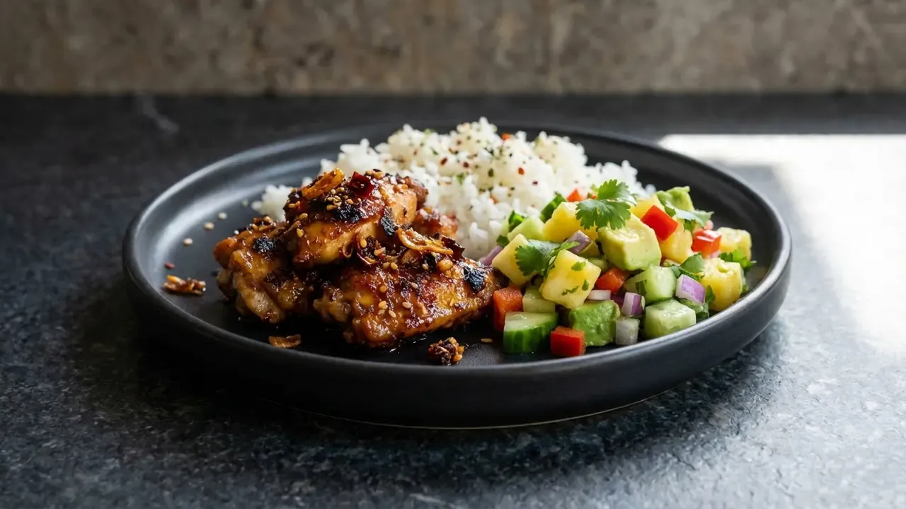 High Protein Honig-Chilli-Crisp Hähnchen Bowls