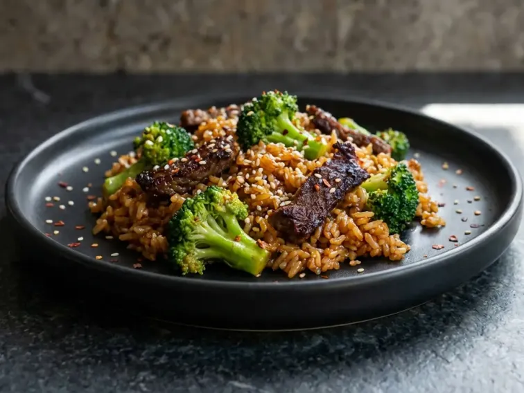 High Protein Rindfleisch-Brokkoli-Gebratener Reis