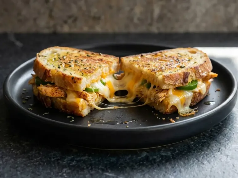 High Protein Chicken Jalapeño Grilled Cheese