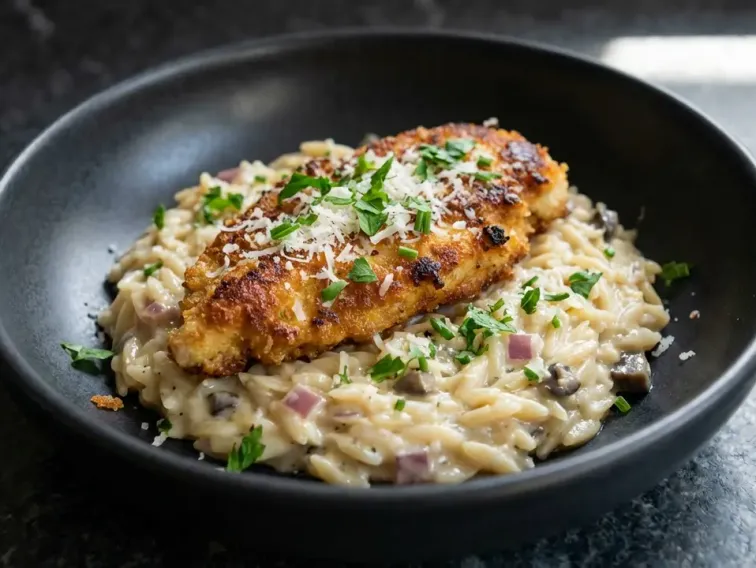 High Protein Cremiges Knusper-Hähnchen Orzo