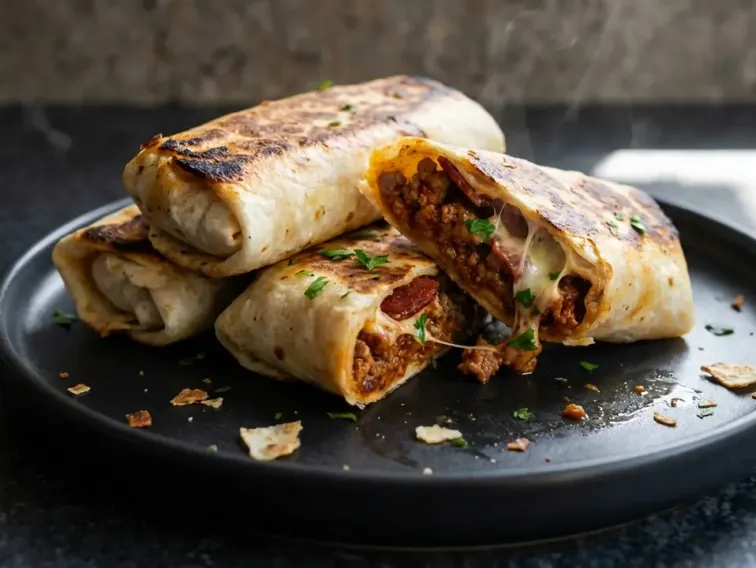 High Protein Grilled Cheese Pizza Burritos