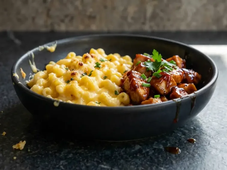 High Protein Honey BBQ Chicken Mac & Cheese