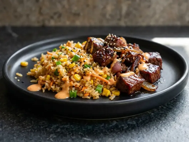 High Protein Korean BBQ Steak Fried Rice