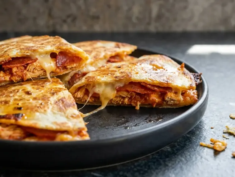 Proteinreiche Pepperoni-Pizza-Hähnchen-Quesadillas