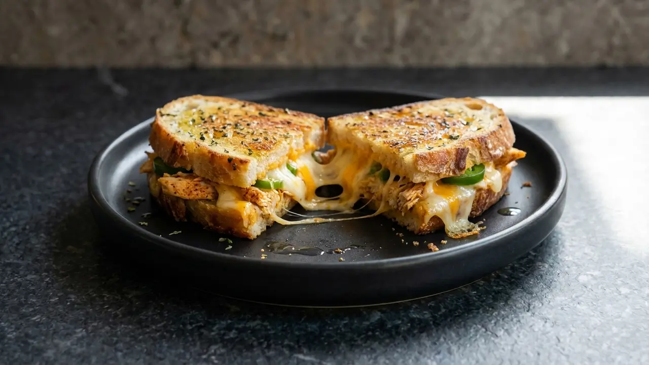 High Protein Chicken Jalapeño Grilled Cheese